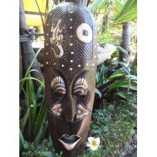 Bali Carved Tribal Mask (bali coin & ghecko design) approx: 50cm - wall hanging   362353203443